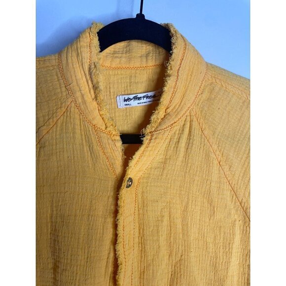 FREE PEOPLE We the Free Summer Daydream Button Down Shirt Yellow Papaya Sz S NEW - Picture 6 of 6